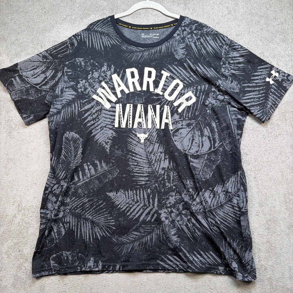 Under Armour Project Rock Warrior Mana T Shirt Mens 3XL Black Training‎ Gym Tee